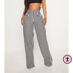 Black Striped Wide Leg Pants